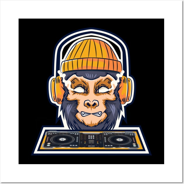 furious dj monkey passionate about music Wall Art by Fresh aus